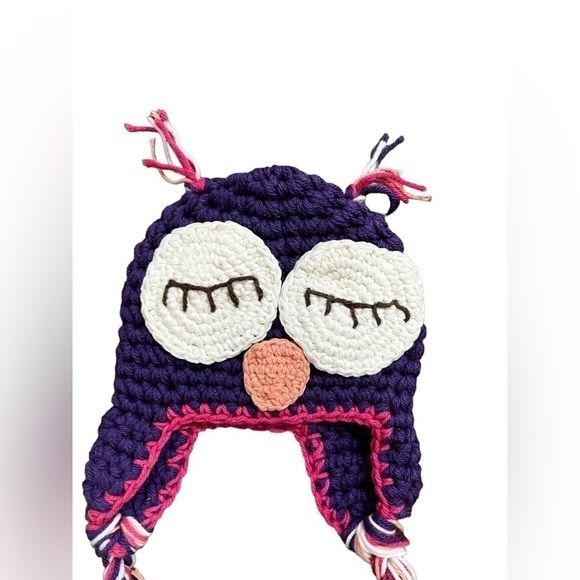 𝅺CROCHETED Owl Tie up Toque - Picture 4 of 5